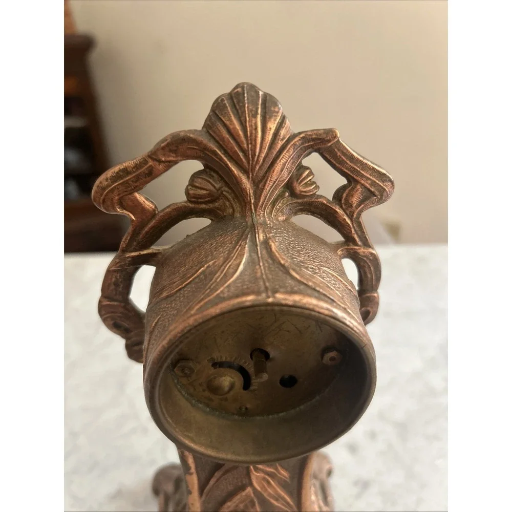 Antique Art Nouveau Figural Lady Mantel Clock New Haven c1900 Not Tested